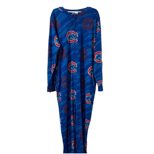 Chicago Cubs Zip Up Union Suit Baseball Sweatsuit Blue Lounge Pajama Mens XXL